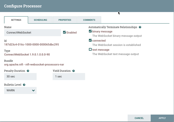 ConnectWebSocket Configuration