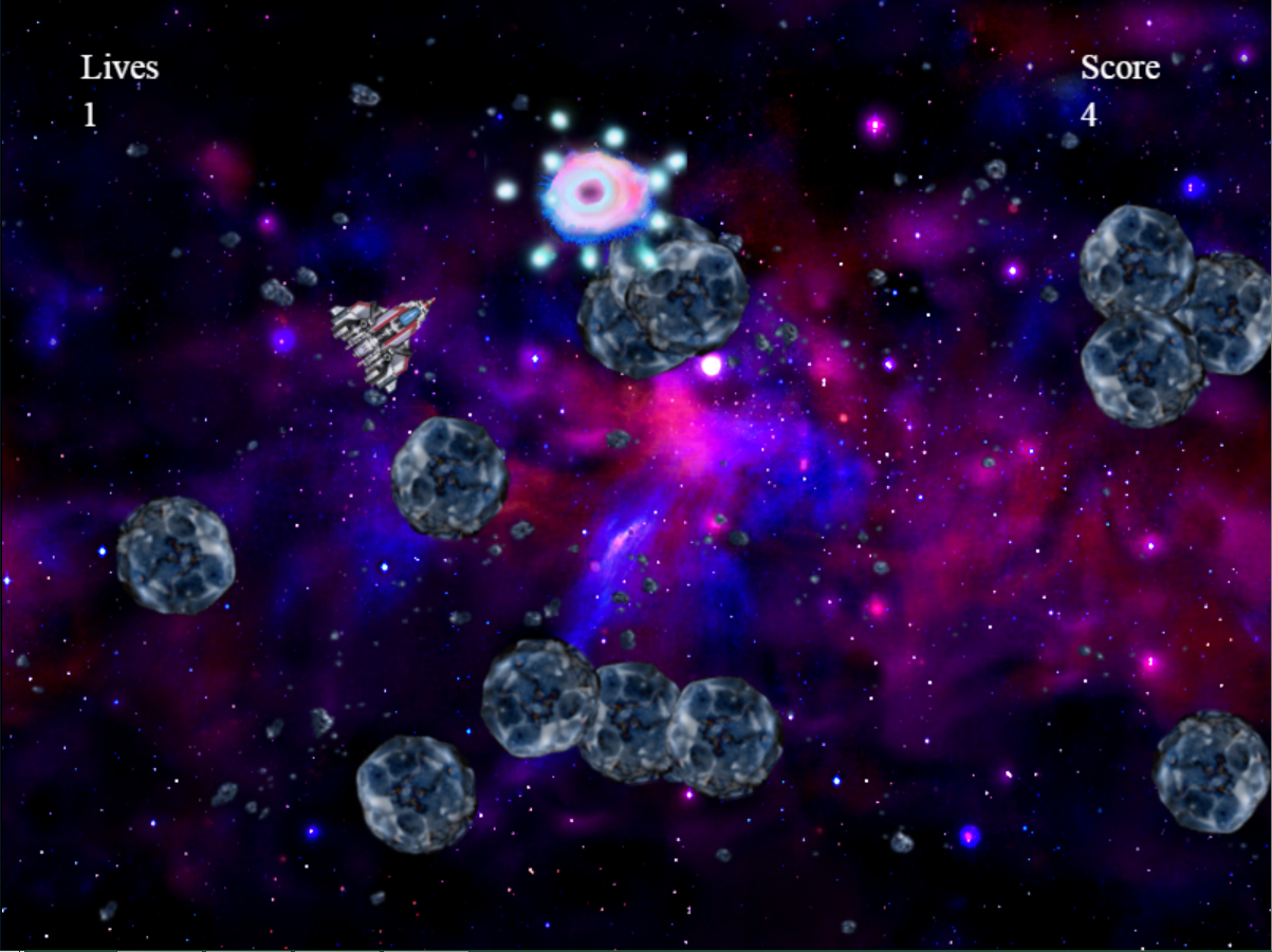 Asteroid game in action