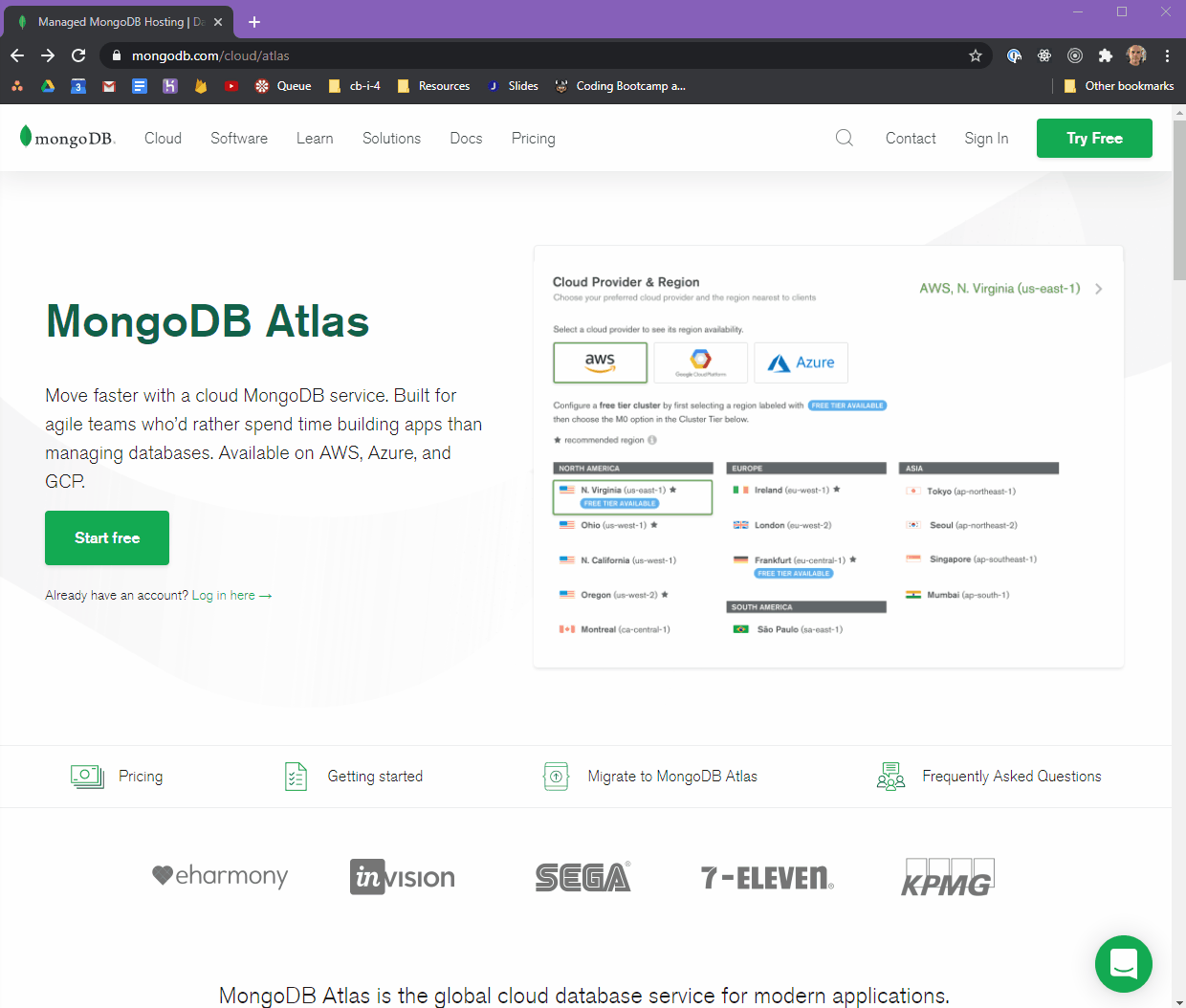 MongoDB Atlas Signup