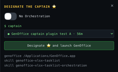 DESIGNATE THE CAPTAIN pane in DSH Desktop