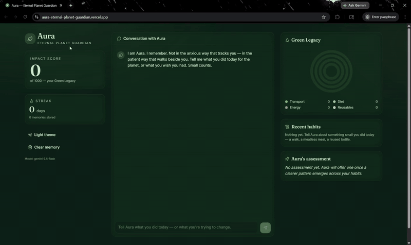 Aura demo — three turns, the third one recalls the first two