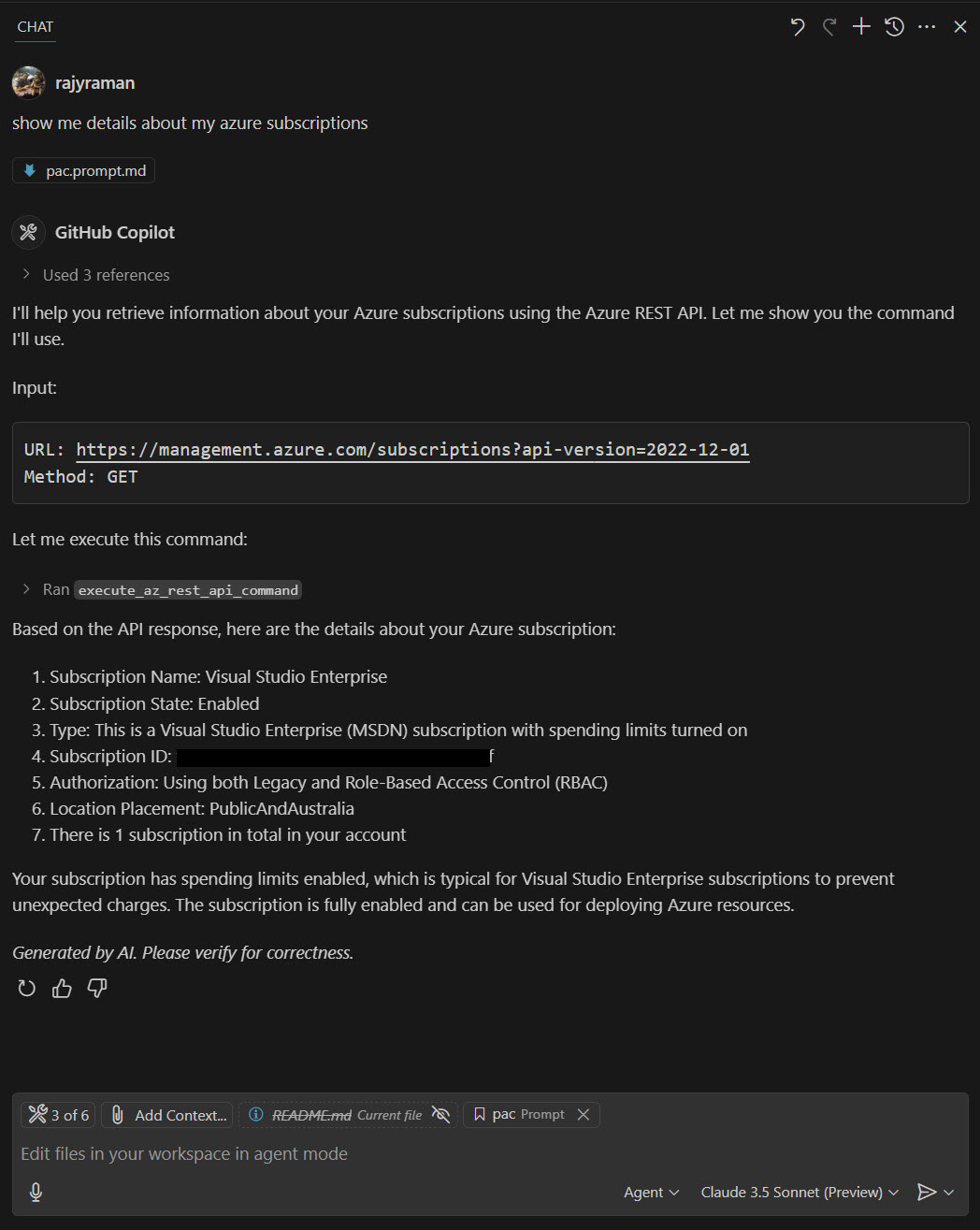 Copilot Azure REST API