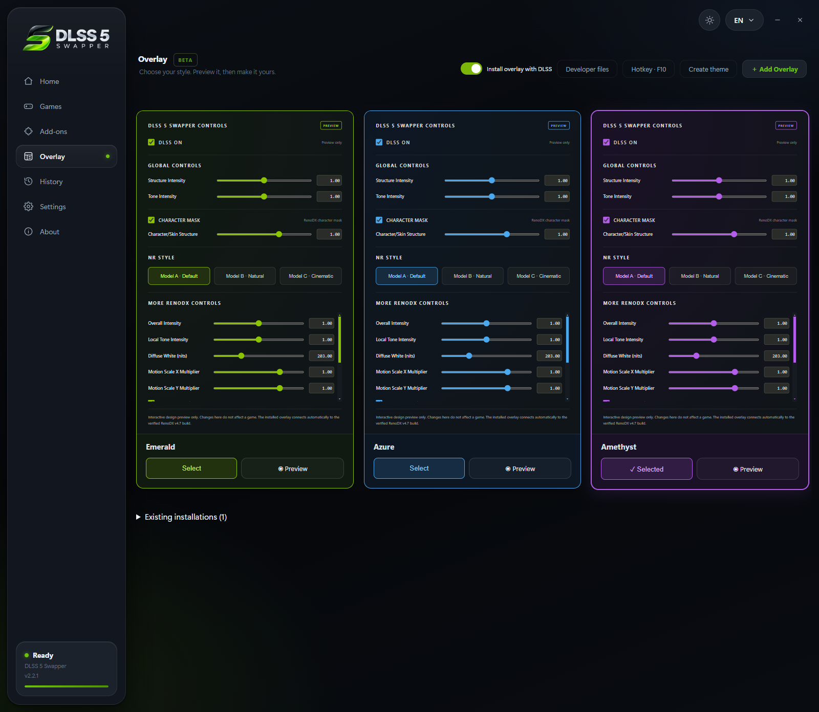 Swapper Overlay themes — NR controls