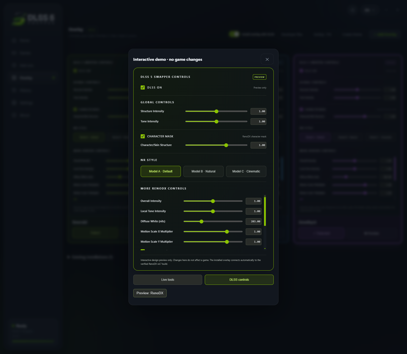 Interactive overlay preview