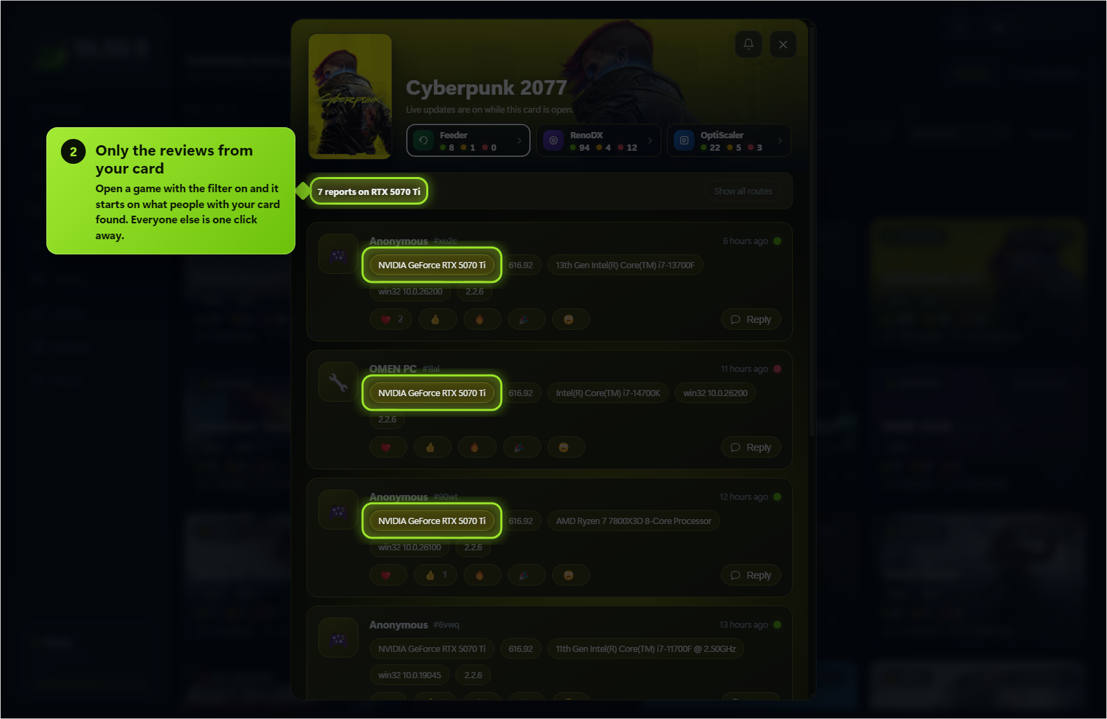 A game opened on the reviews from people with your graphics card