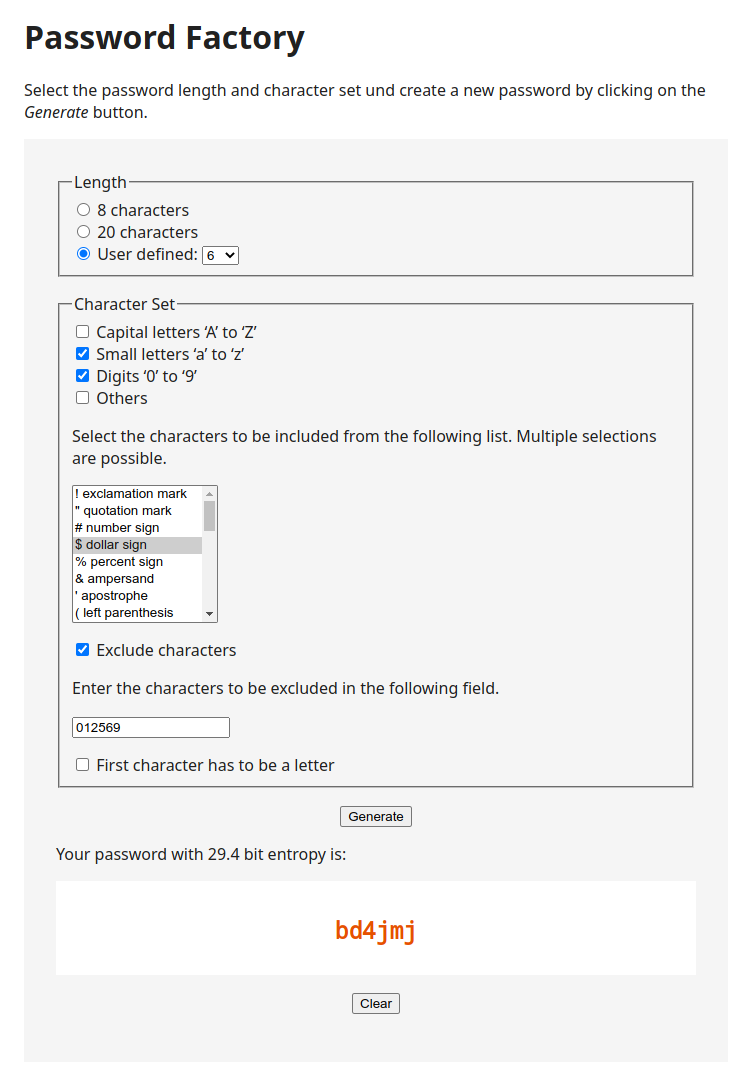 Password Factory Web Service