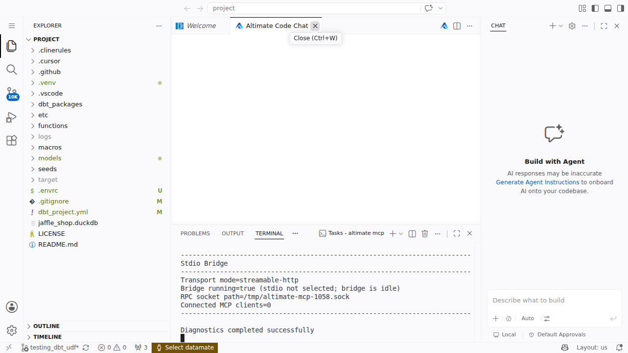 code-server diagnostics
