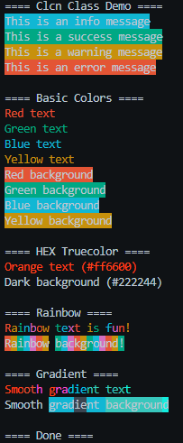 clcn color demo in terminal