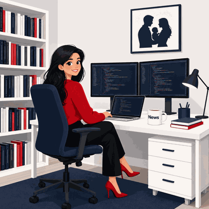 Woman coding at desk