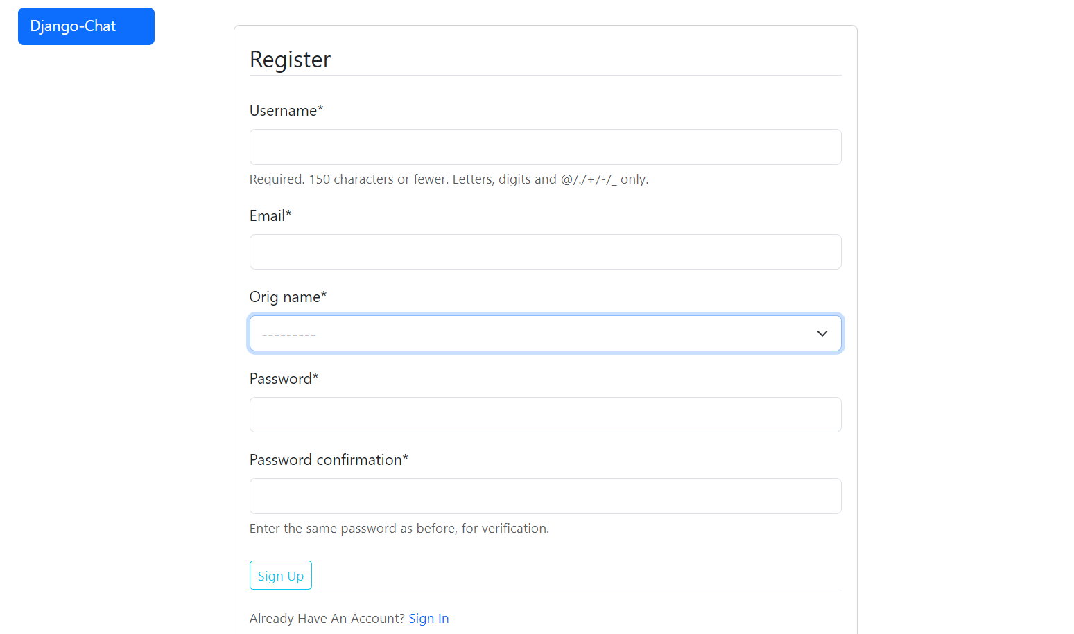 Registration Page