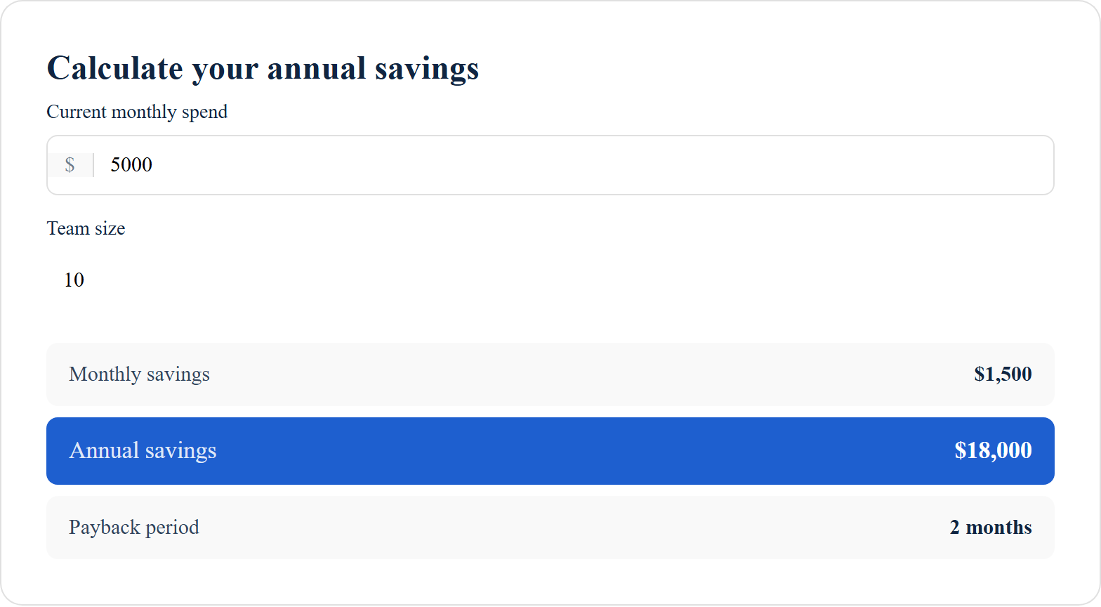 Savings Calculator preview