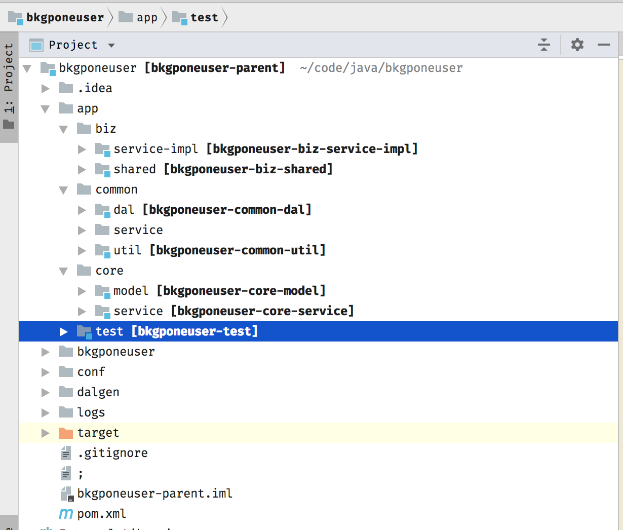 Figure 2: bkoneuser 的项目结构