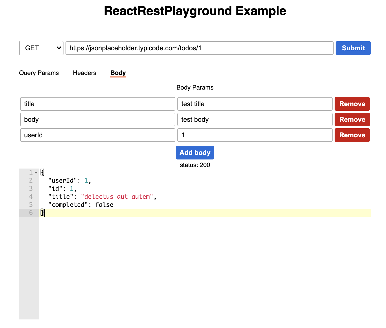 React Rest Playground