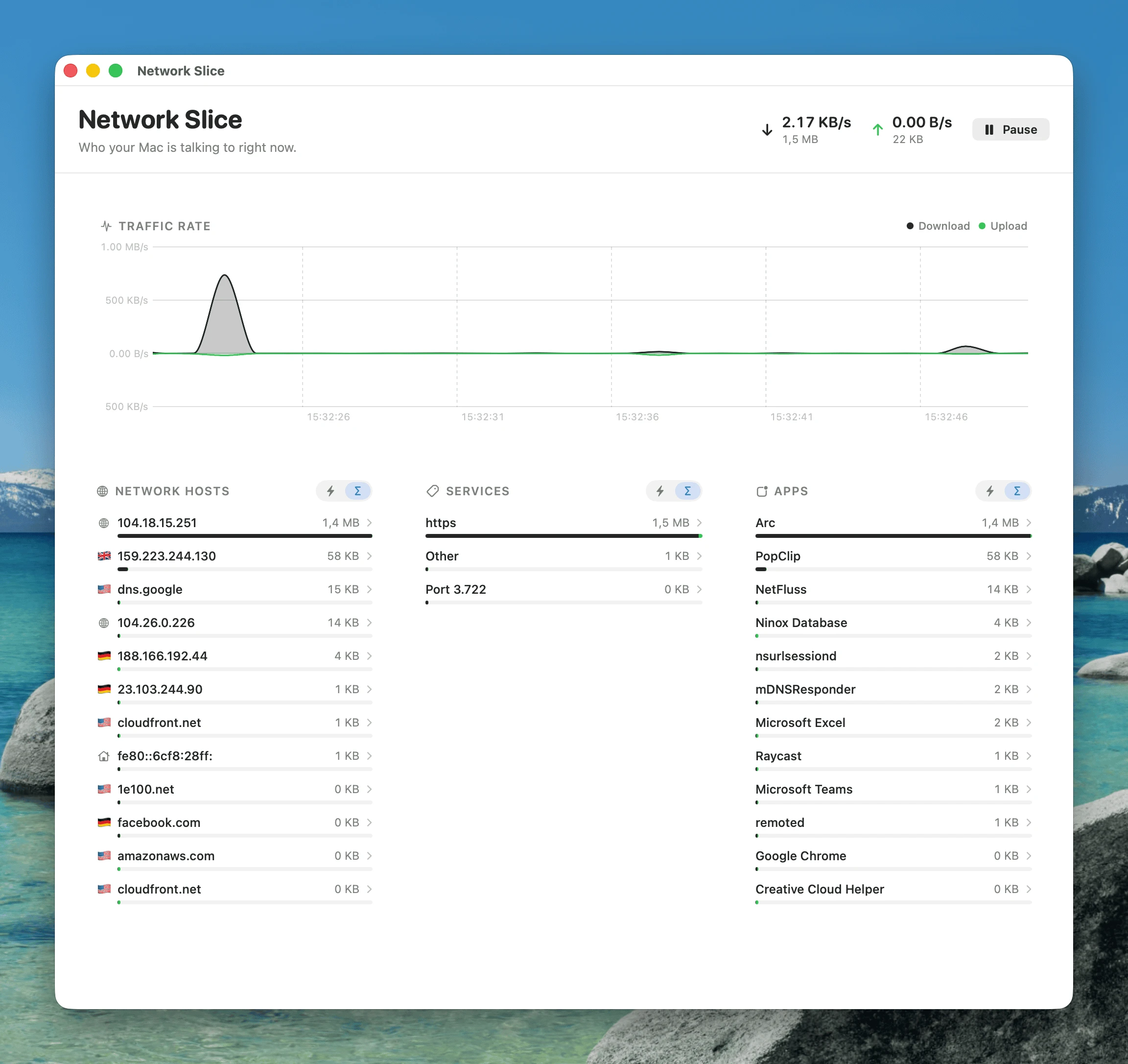 NetFluss Network Slice window
