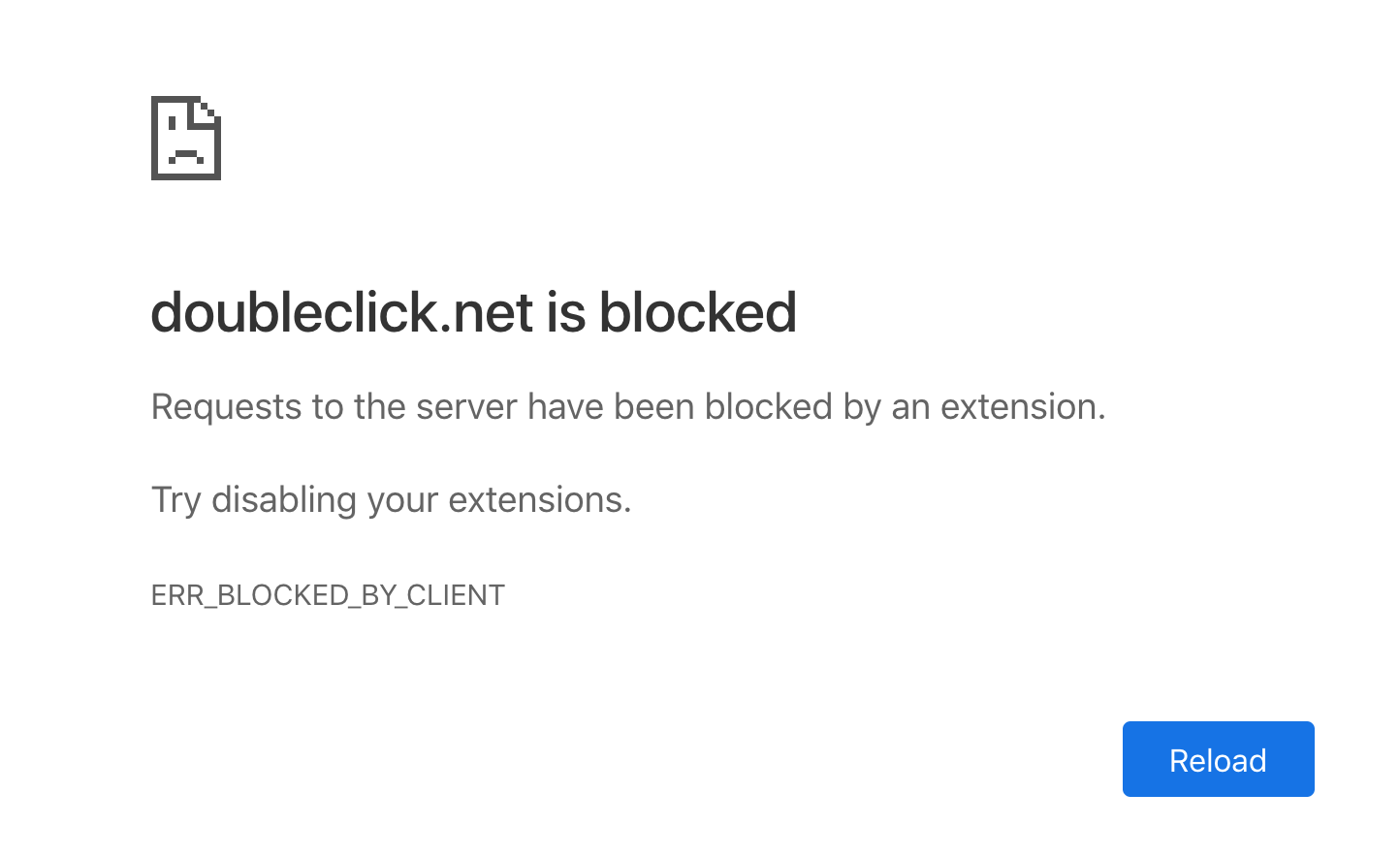 Requests to the server have been blocked by an extension error in Chrome or Microsoft Edge