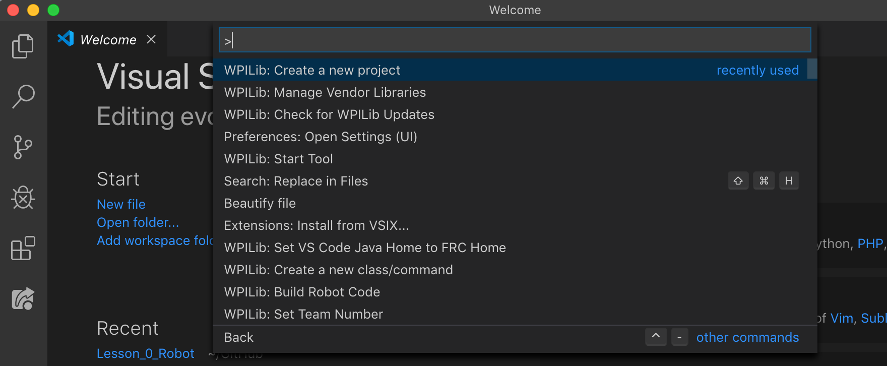 VS Code Command Palette