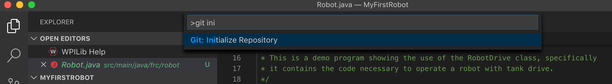 Initialize local directory to use git