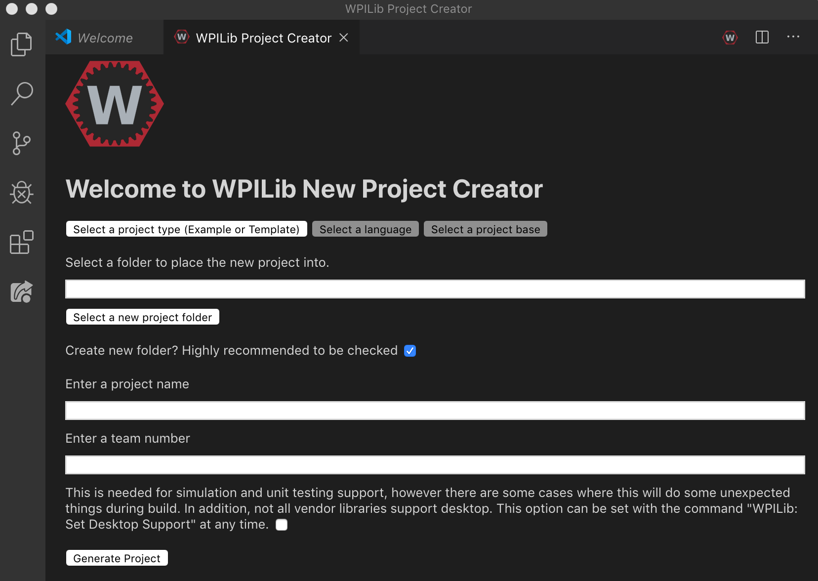 WPILib Project Creator