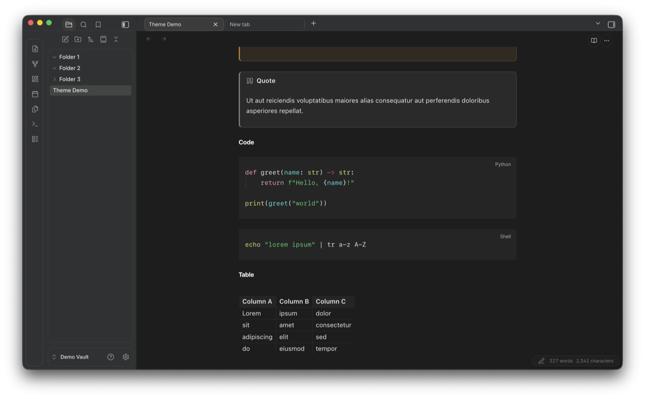 Code and tables, dark