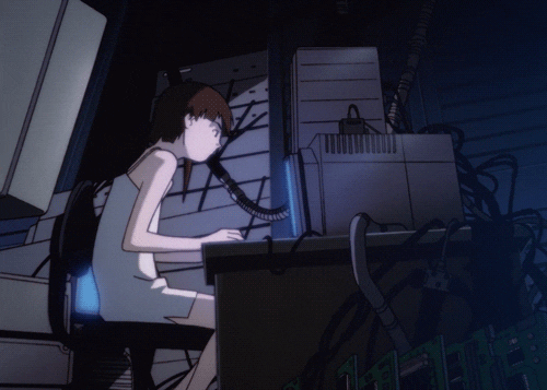 Lain working at a computer
