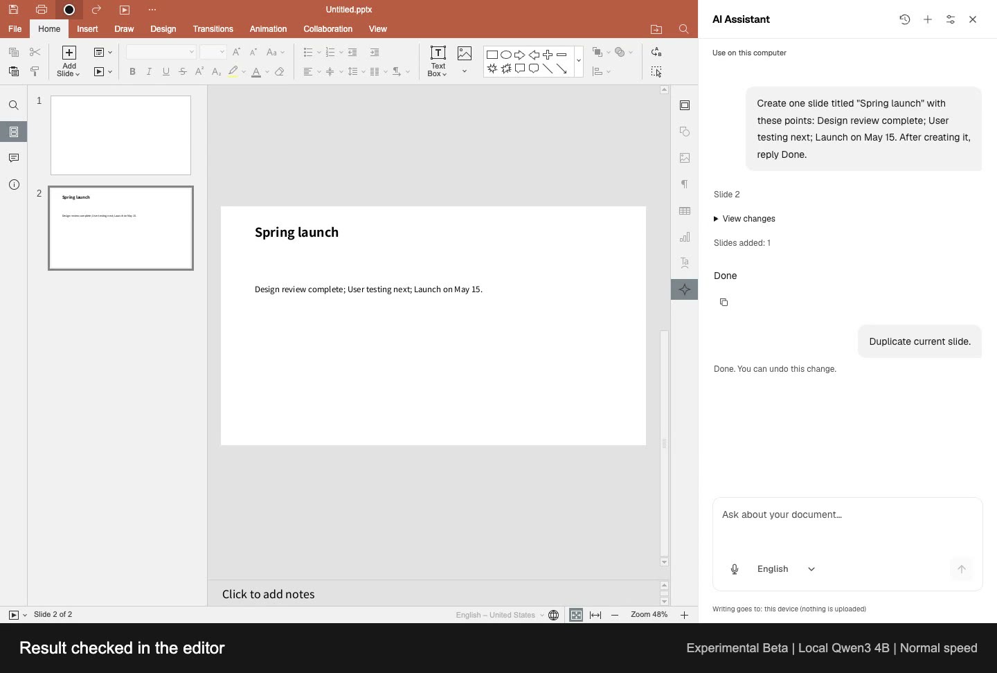 Create, duplicate and undo