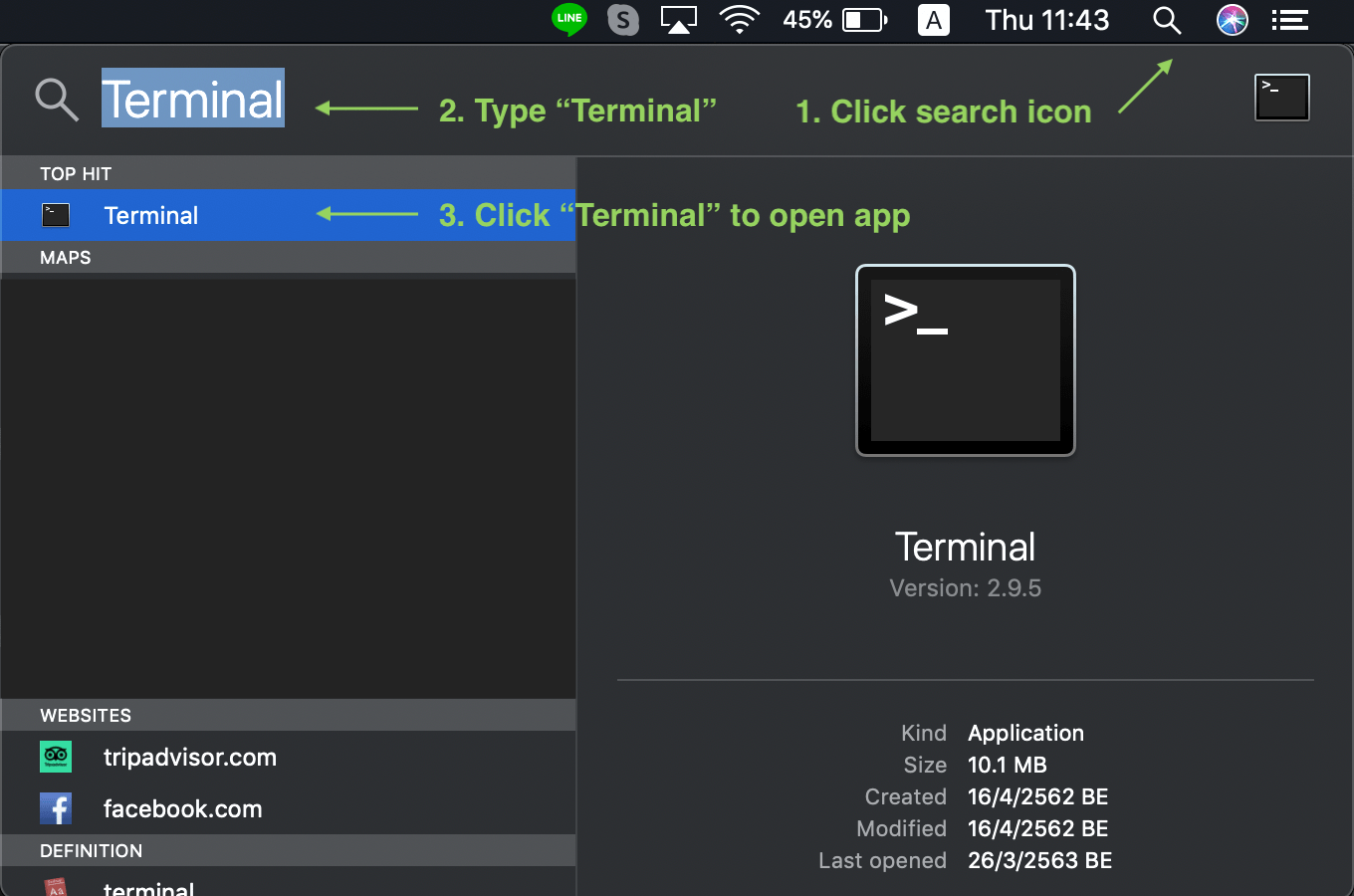 How to open Terminal on macOS