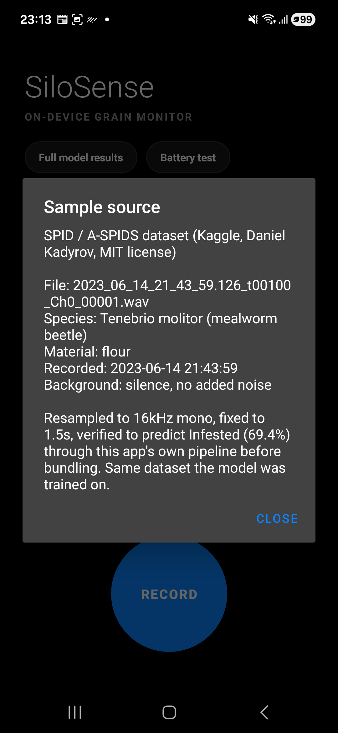 Sample source dialog