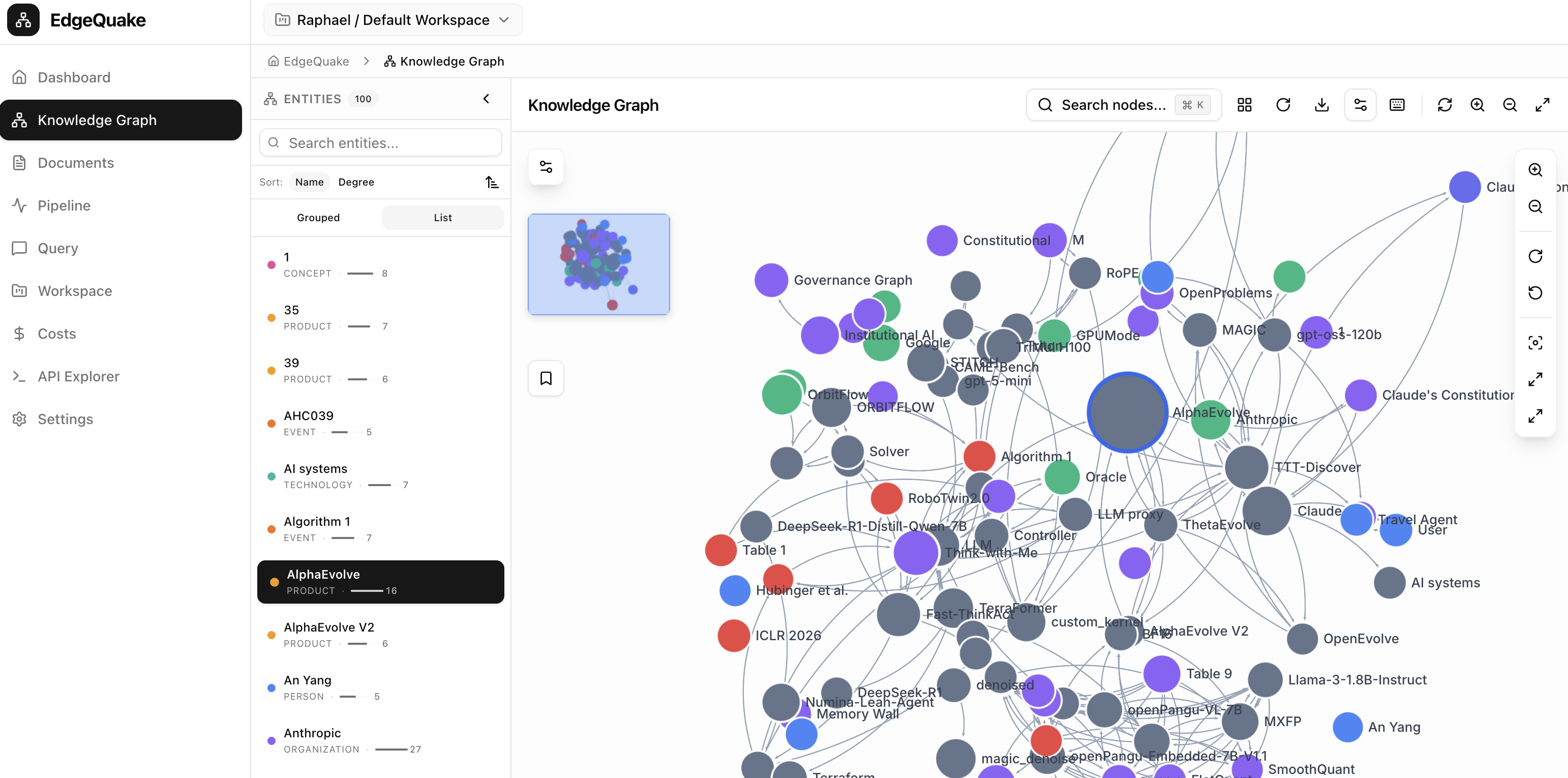 Screenshot of EdgeQuake Frontend