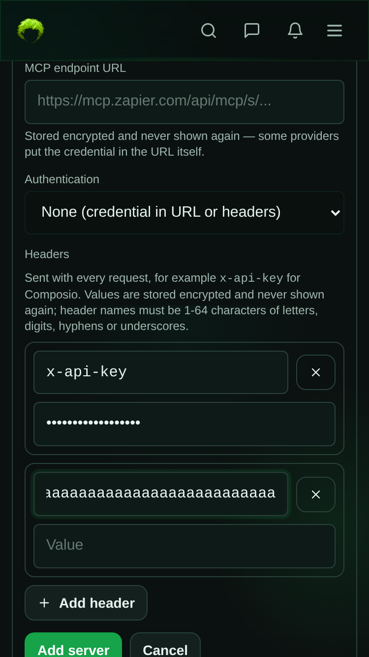 add form with headers mobile
