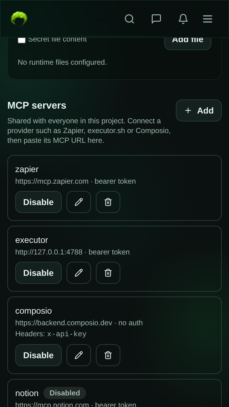 project runtime mobile