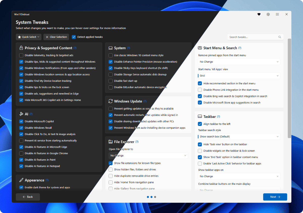 Win11Debloat Menu