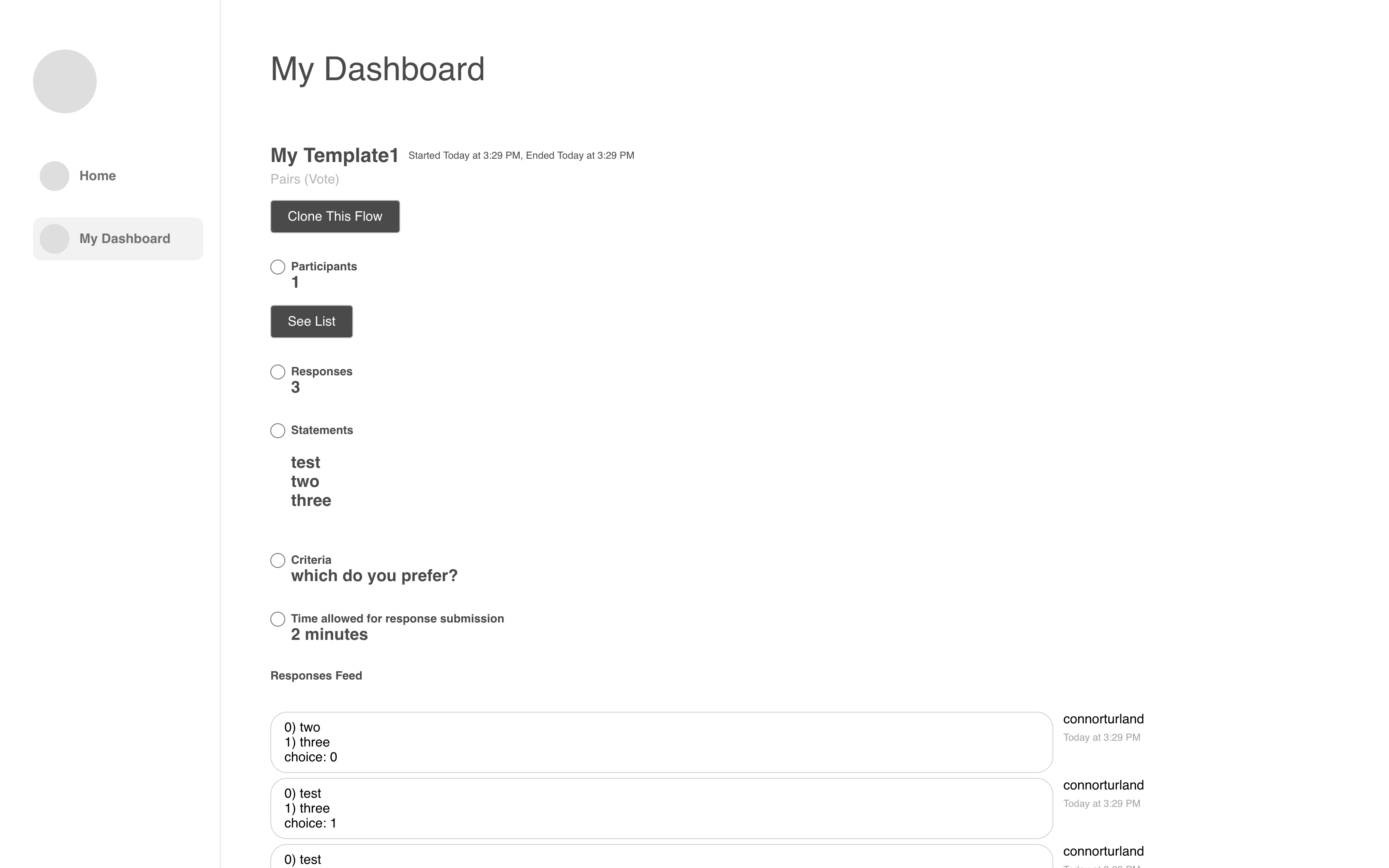 cosense app screen for flow dashboard