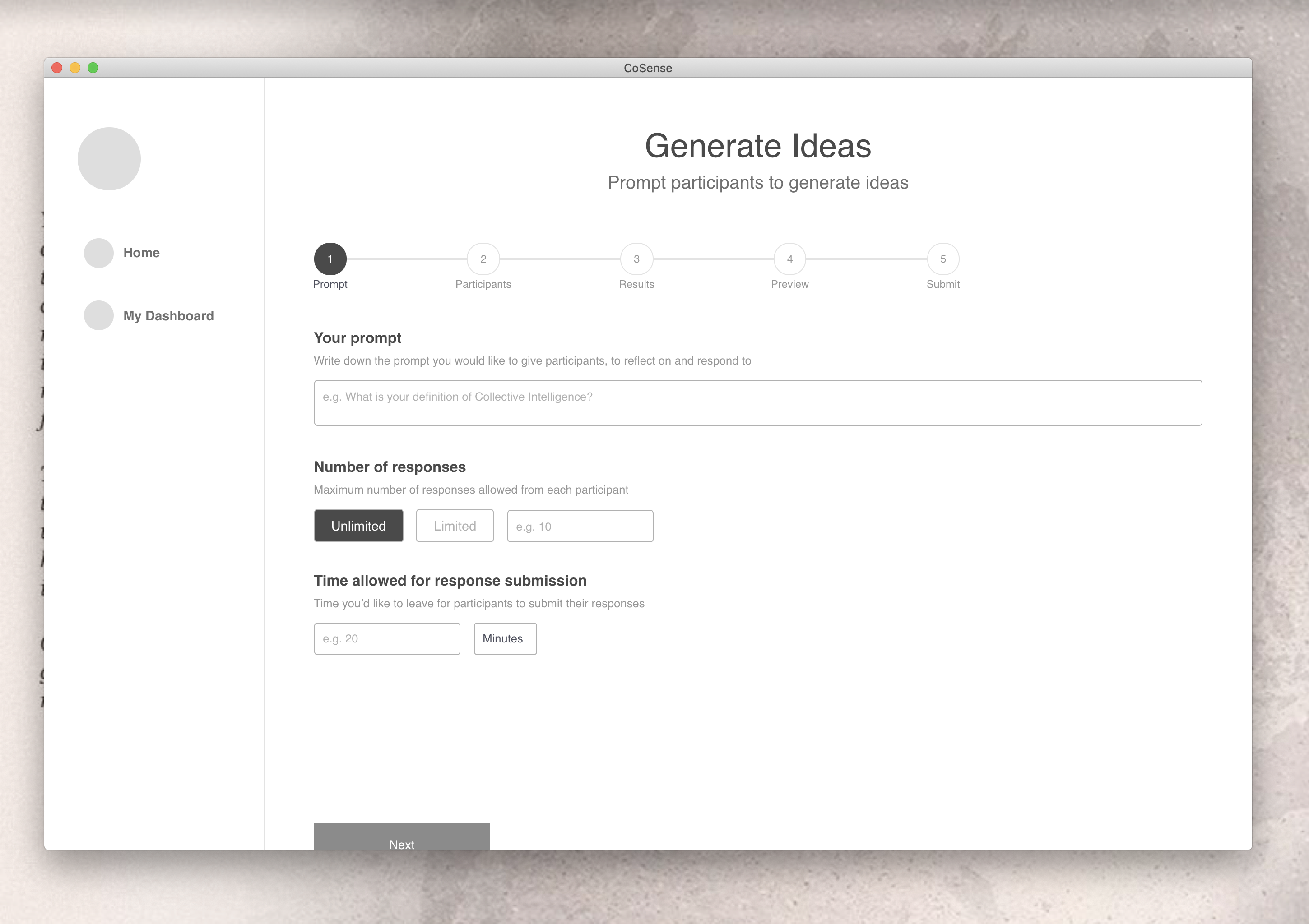 cosense app screen for configuring a generate ideas flow
