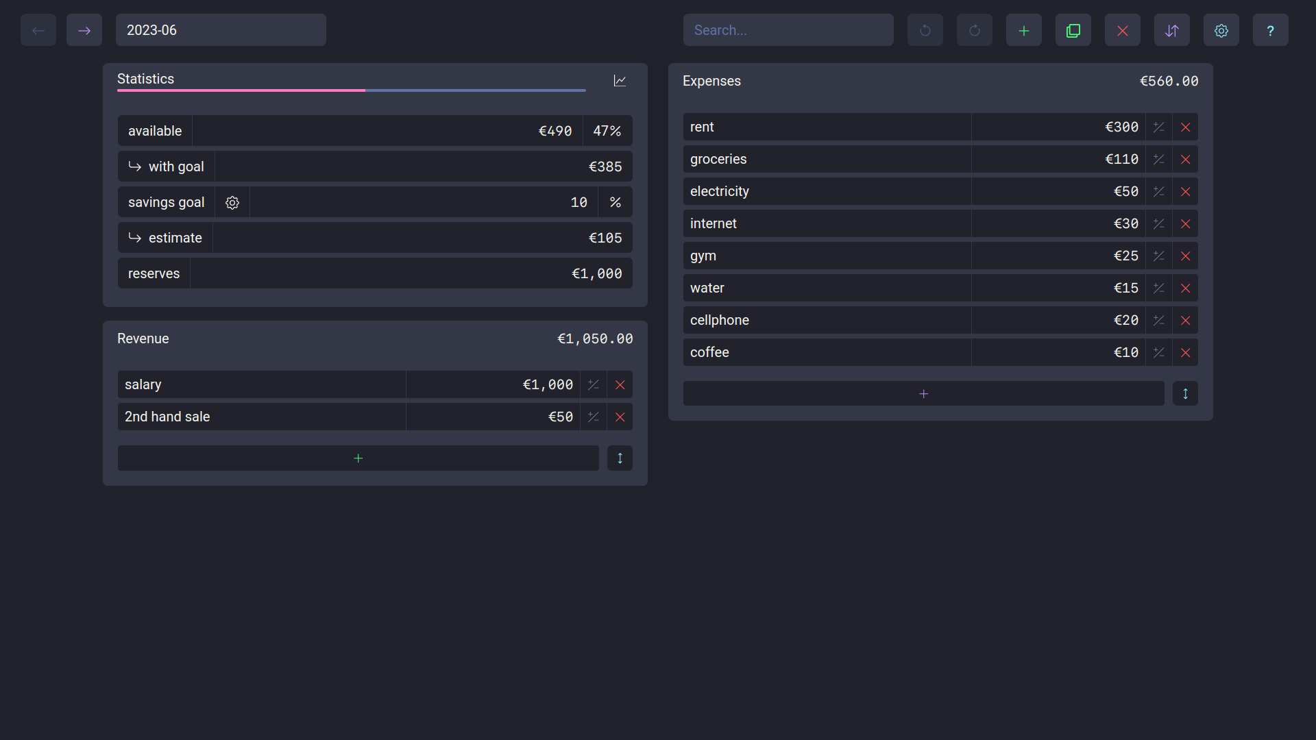 Horizontal guitos horizontal layout screenshot