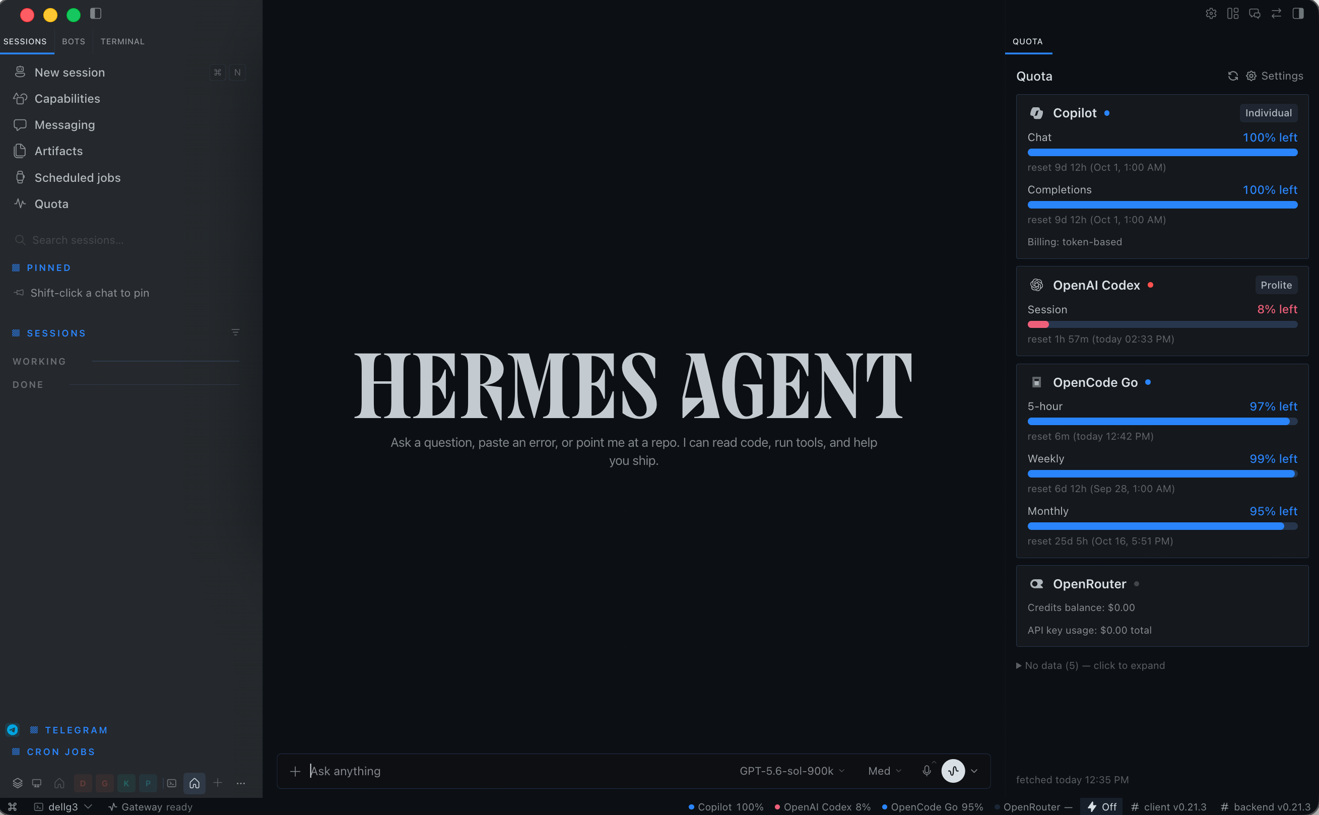 Quota in Hermes Desktop