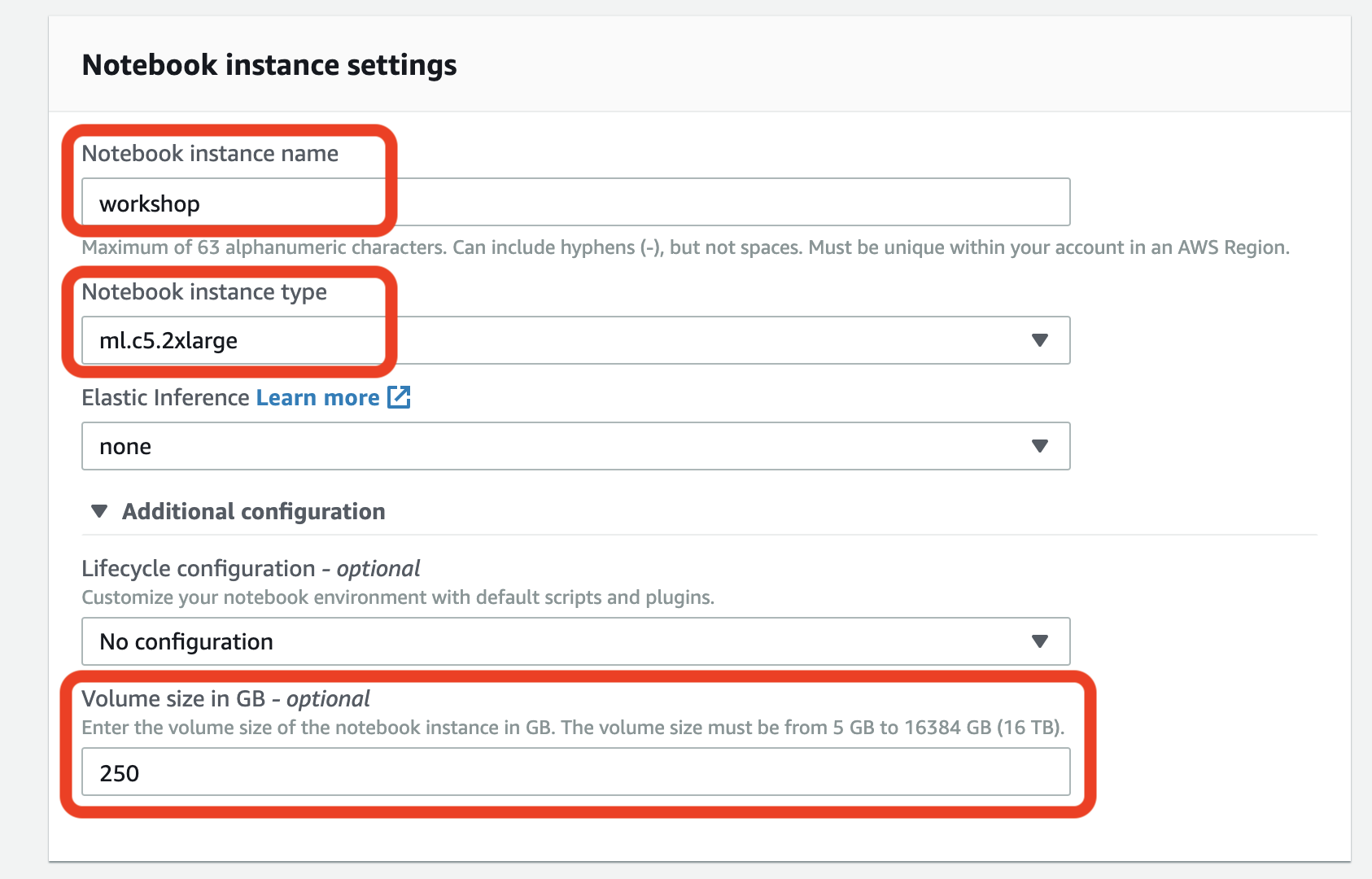 Fill notebook instance