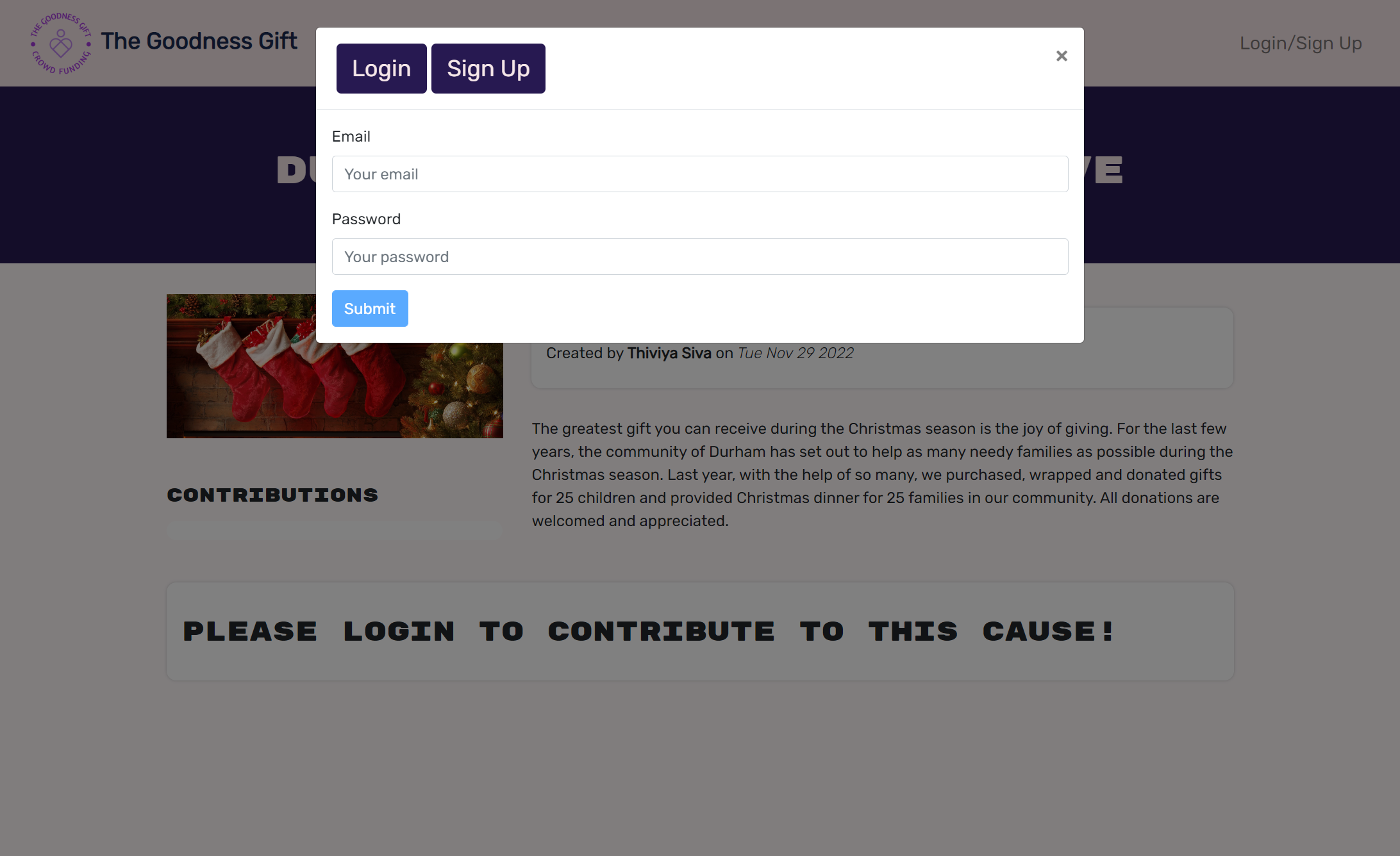 this is the login/signup window