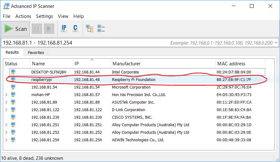 advanced ip scanner no mac address