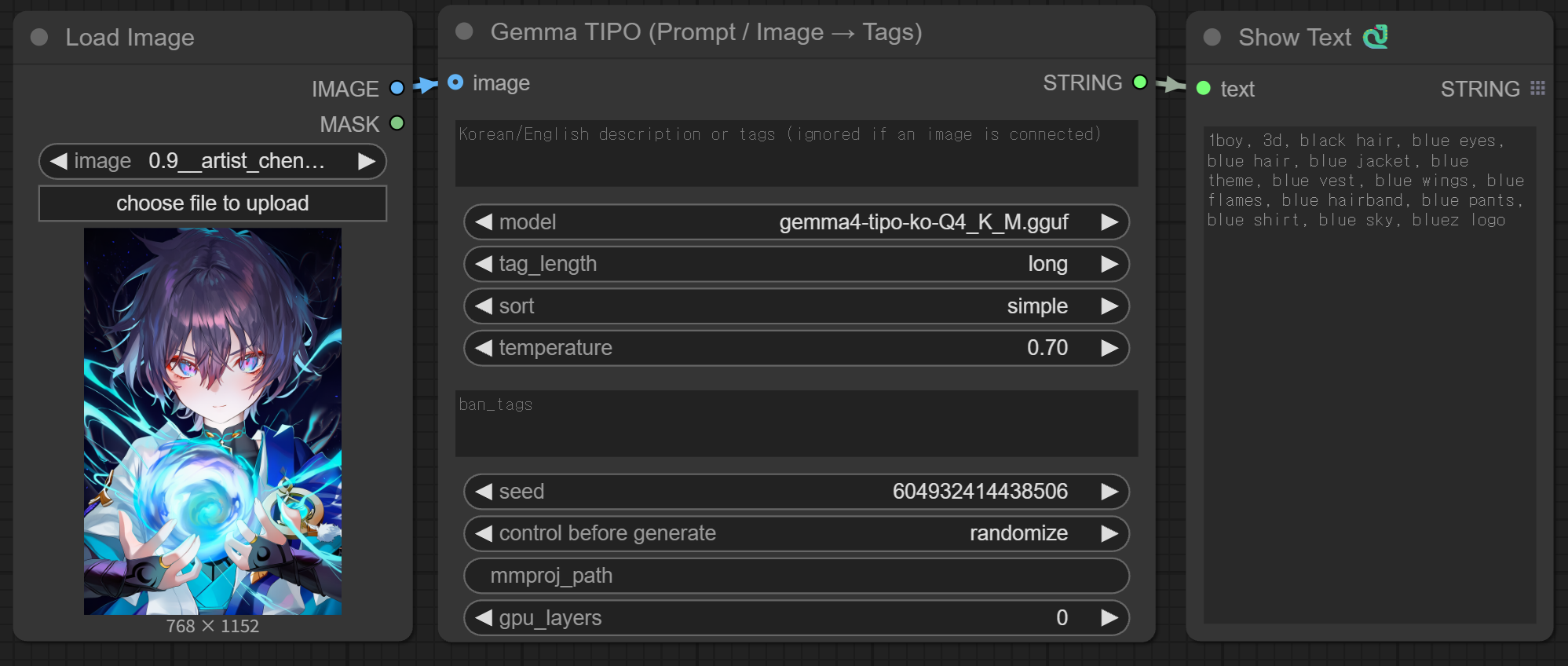 Gemma TIPO vision mode in ComfyUI