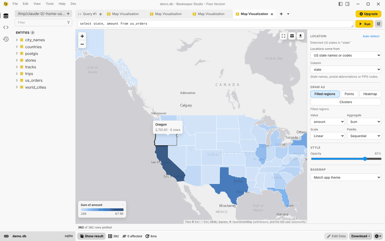 US orders aggregated by state