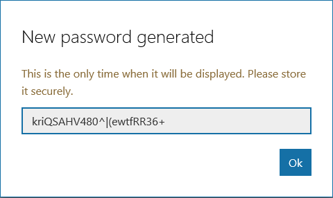 The new password dialog.