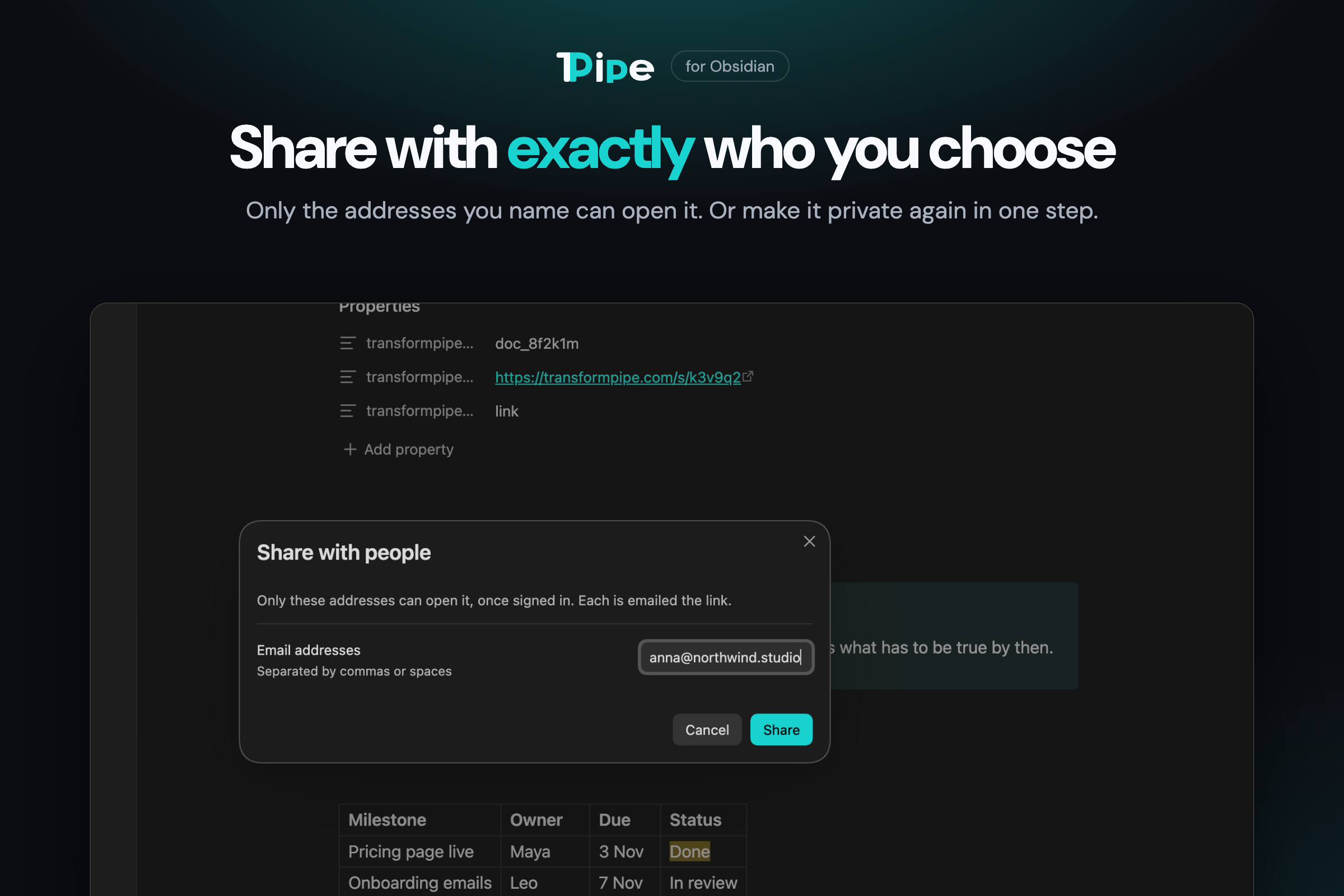 Share with exactly who you choose