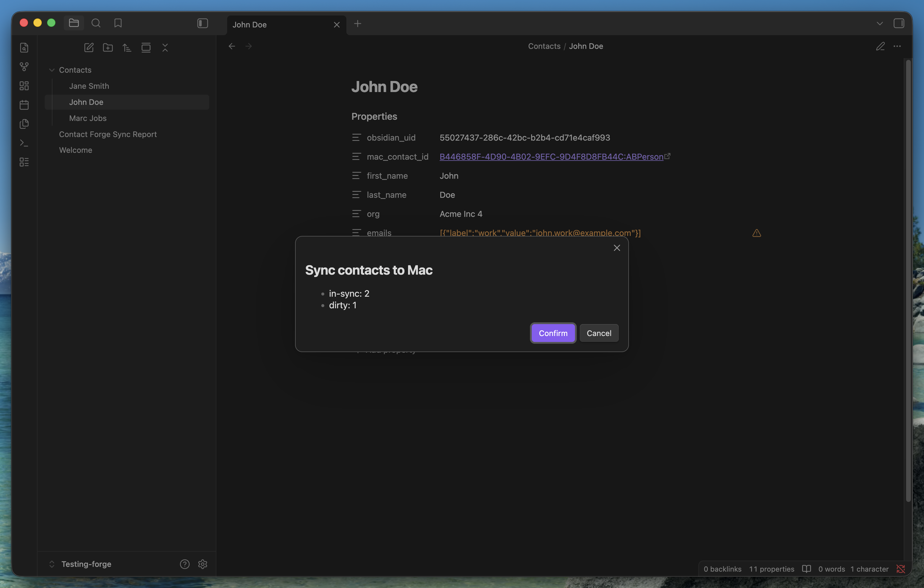Confirm modal