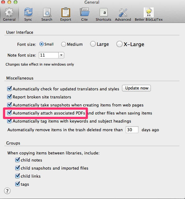 zotero preferences general attach pdfs