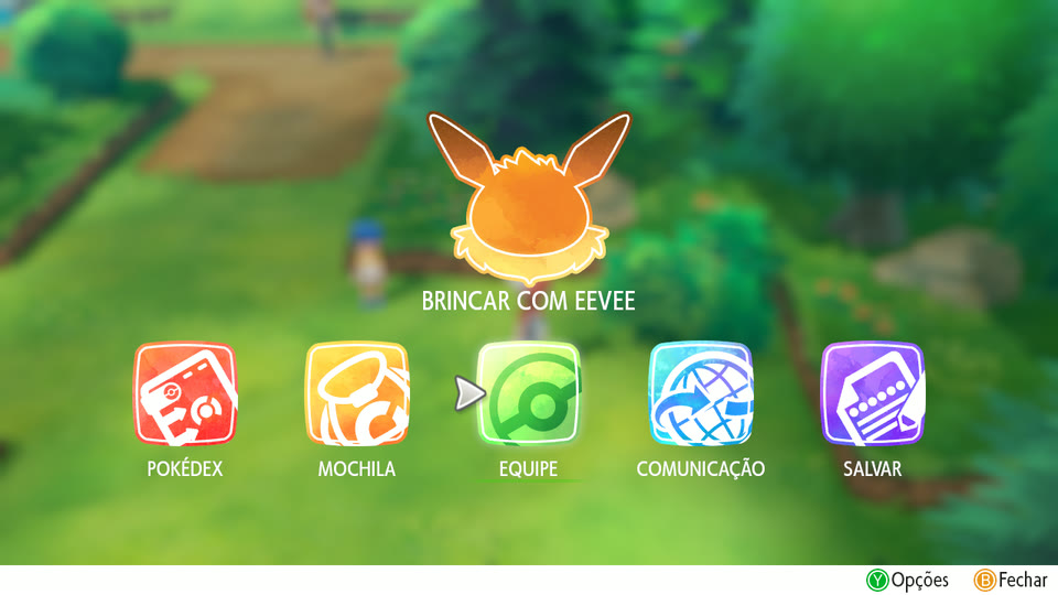 The menu with the Brazilian Portuguese fan translation
