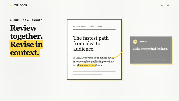 A document becoming a live HTML explanation