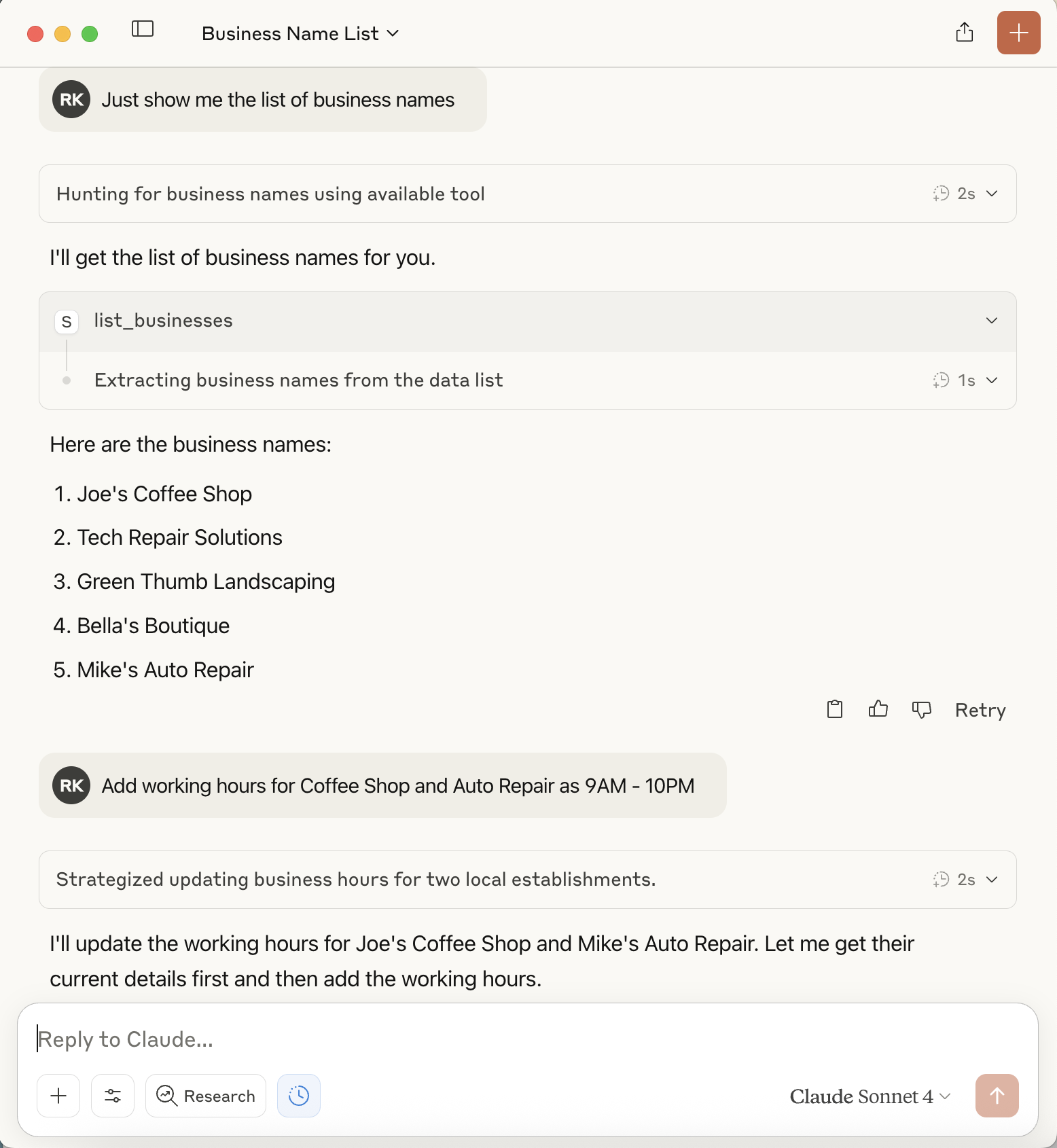 Business Conversation Example