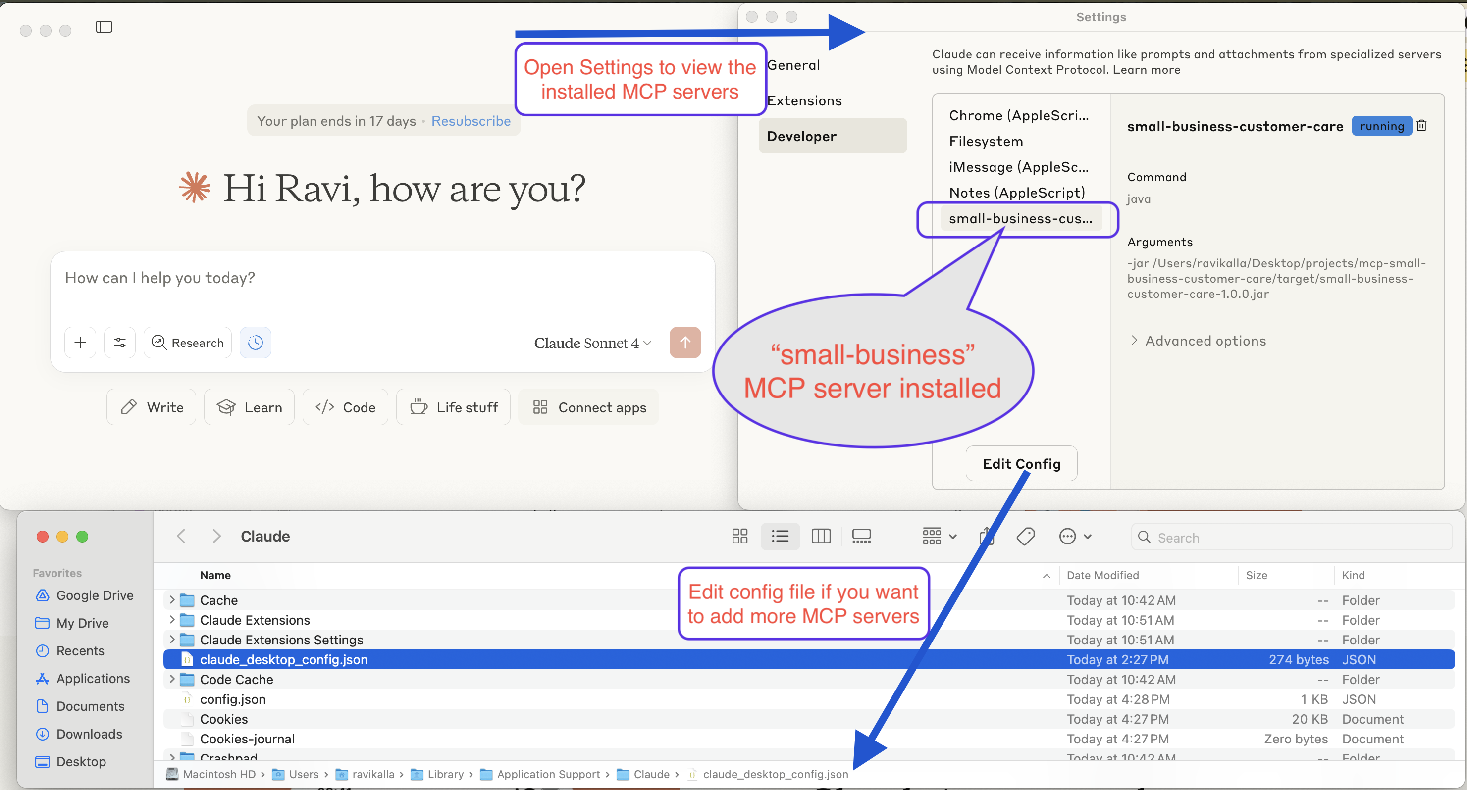 Claude Desktop MCP Server Running