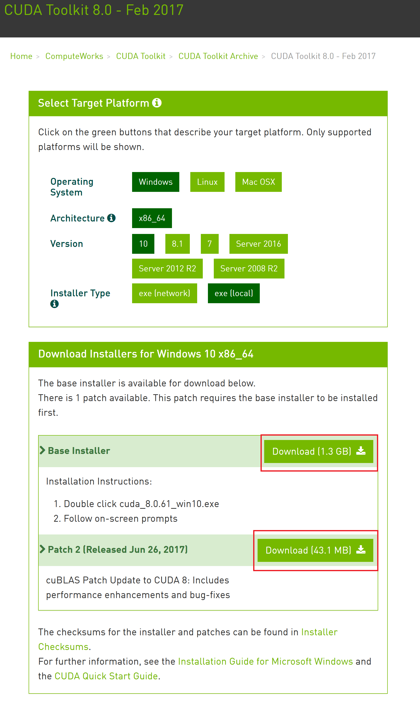 Cuda Toolkit 8 Windows 10 local installation