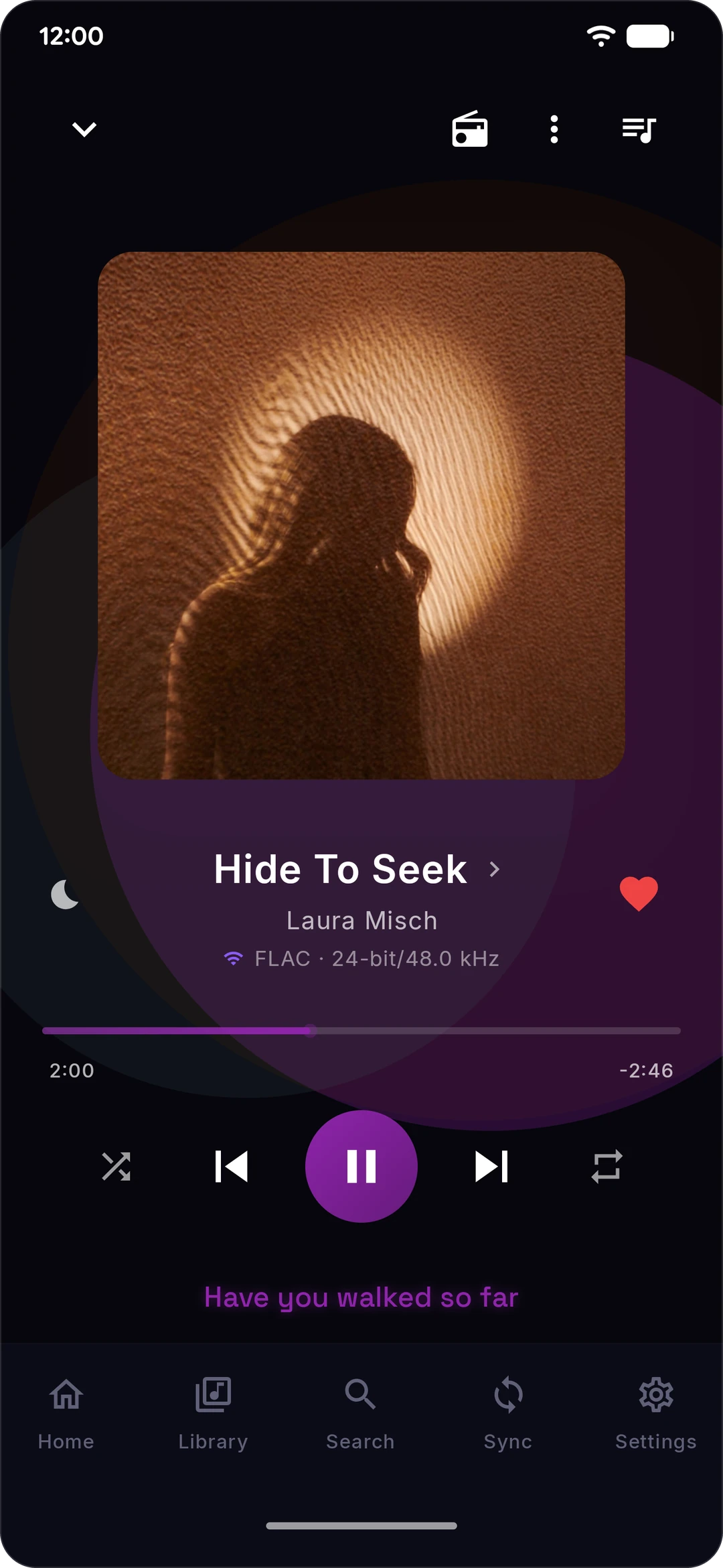 Now Playing: the colour wash follows the album art (dark theme)